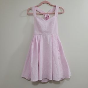 Lauren James Livingston ss dress pink white strip xs nwt